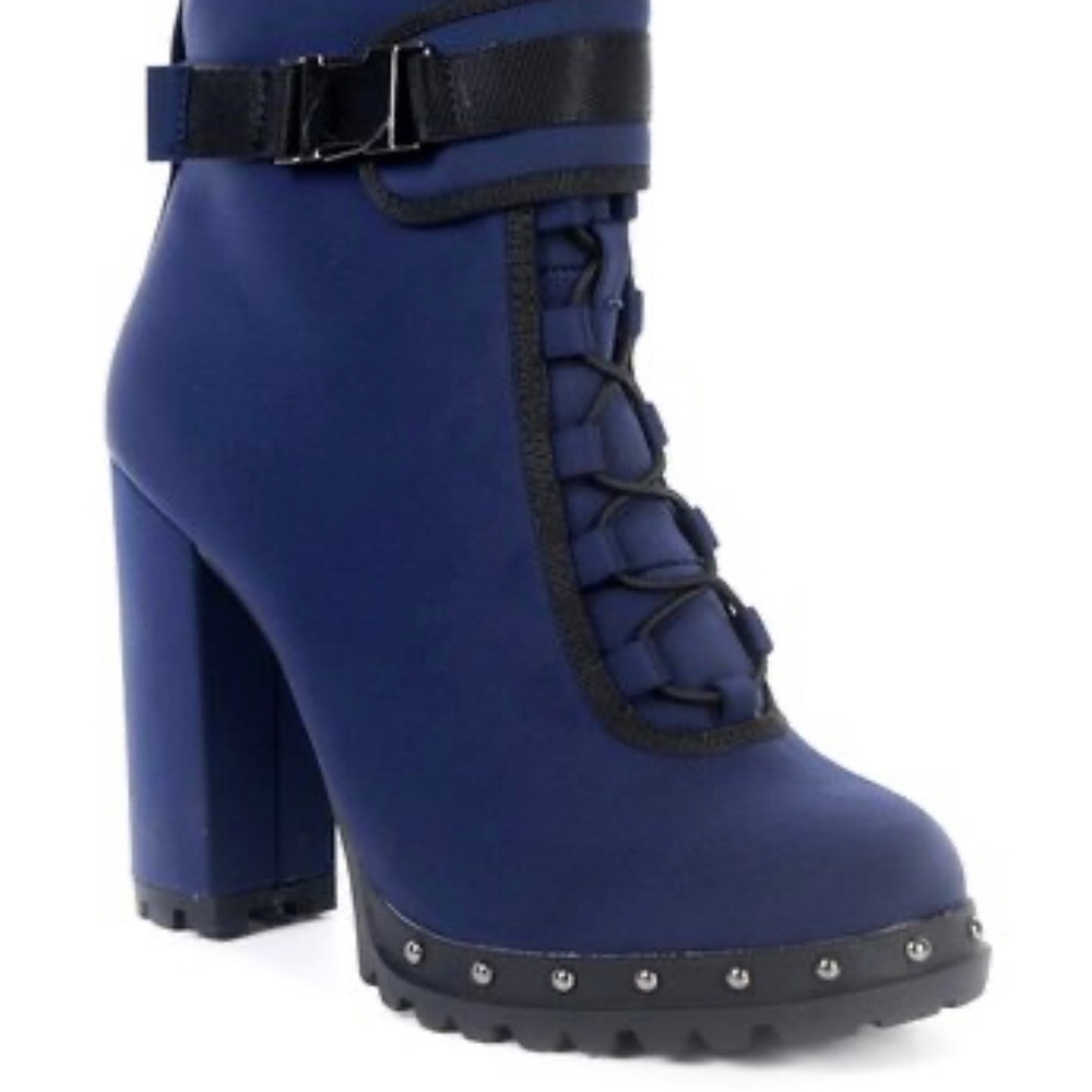Navy and black booties